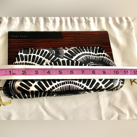 ✨RARE✨ TRINA TURK METALLIC LEATHER + WOOD Clutch Bag Purse NEW - Picture 7 of 16